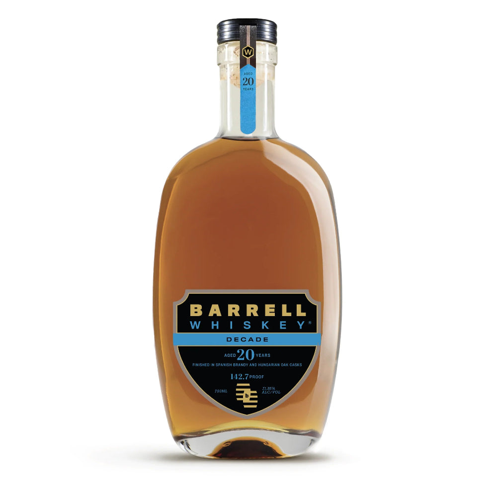 Barrell Whiskey bottle on a white background