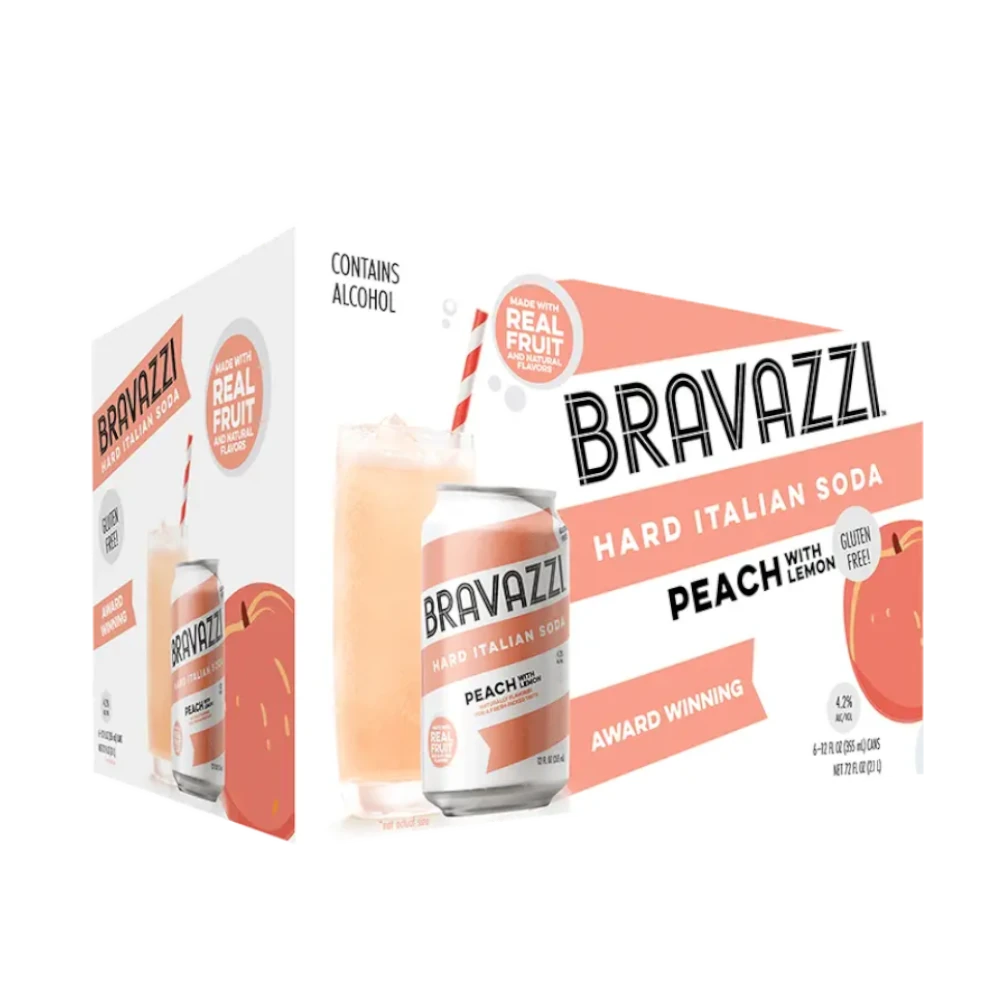 Bravazzi Hard Italian Peach Soda 6Pk