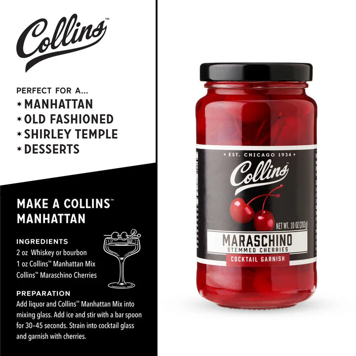 Collins Stemmed Cocktail Cherries 10OZ
