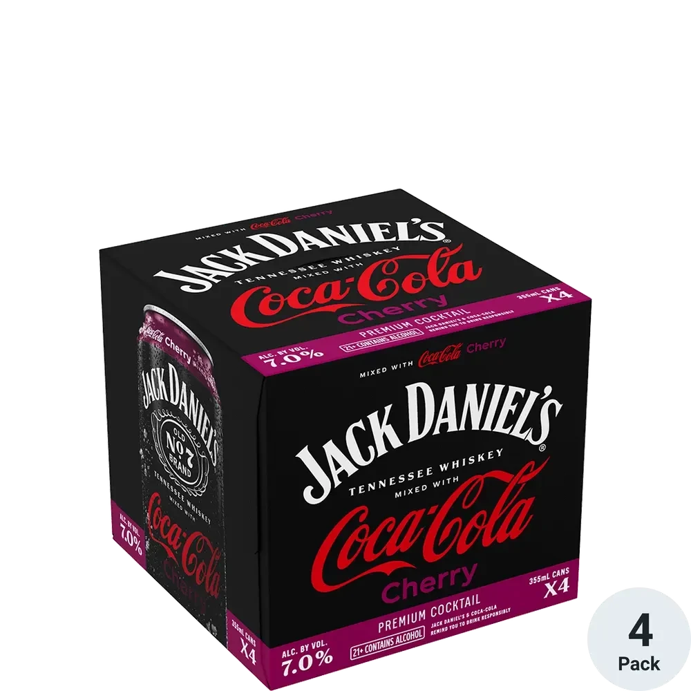 Jack Daniels Whiskey & Cherry Coke 4Pk