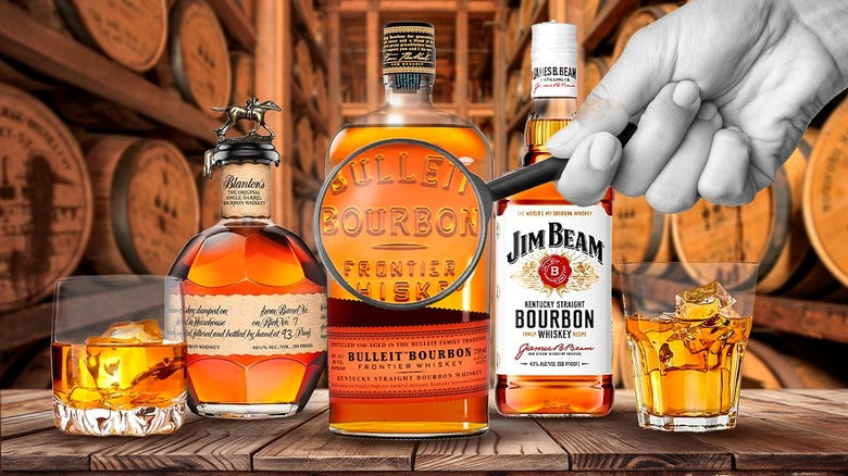 A lineup of premium bourbon bottles including Buffalo Trace, Eagle Rare, and allocated releases