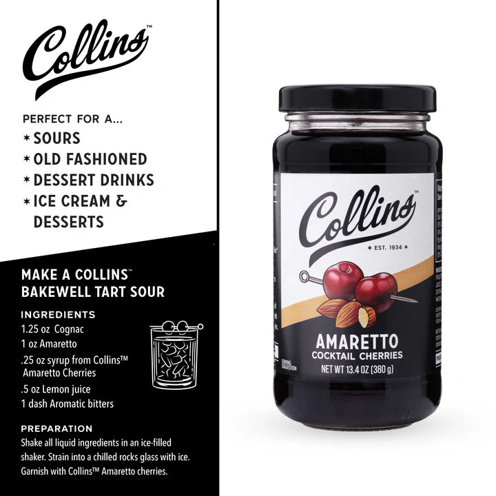 Collins Amaretto Cherries 13.4OZ