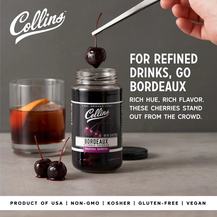 Collins Bordeaux Cherries 10 oz | Premium Cocktail Garnish – The