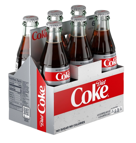 Diet Coke 6Pk 8OZ Glass Bottles