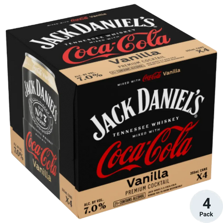 Jack Daniels Whiskey & Vanilla Coke 4Pk - Premixed Cocktail | Shop Online at The Liquor Barn