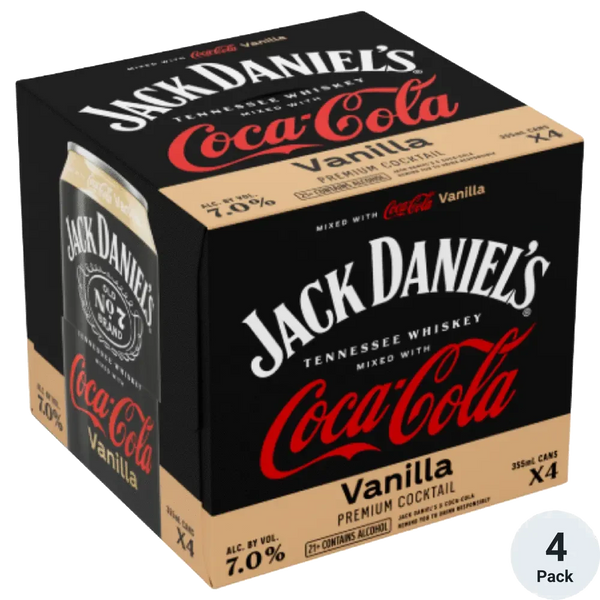 Jack Daniels Whiskey & Vanilla Coke 4Pk | Tennessee RTD – The