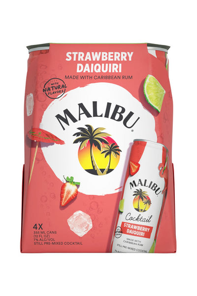 Malibu Strawberry Daiquiri 4-Pack Cans | RTD Rum Cocktail – The
