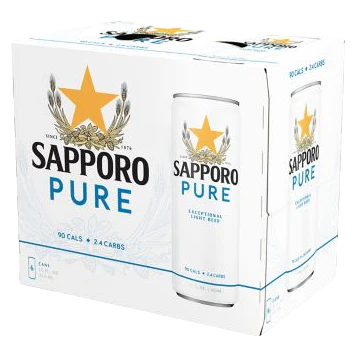 Sapporo Pure 6Pk Cans 12oz | Light Beer 90 Calories – The Liquor Barn