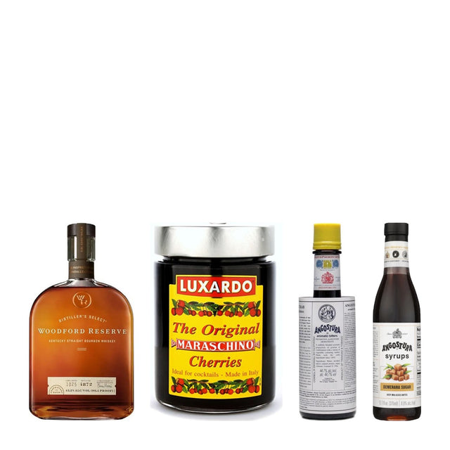 Old Fashioned Kit: Woodford Reserve, Luxardo cherries, Angostura bitters and demerara syrup